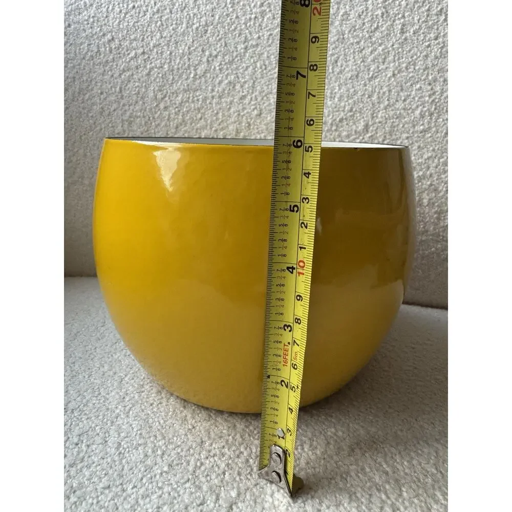 Vintage DANSK Design IHQ France Enamel Bowl 7 ¼” in Diameter x 6” Tall Yellow